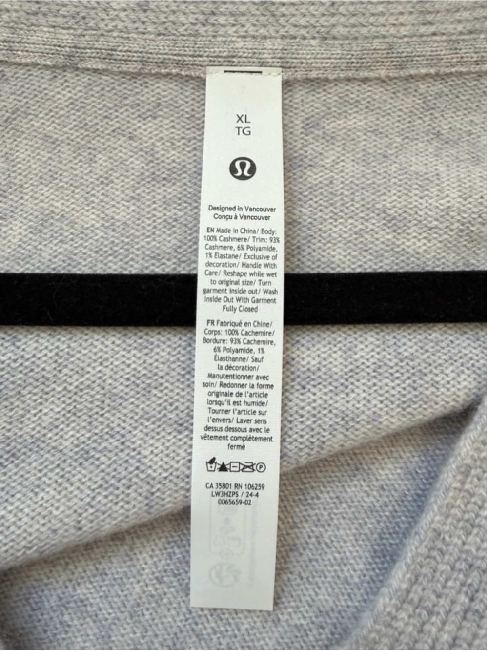 LULULEMON CASHMERE SLIM-FIT CARDIGAN SIZE XL - Picture 10 of 12